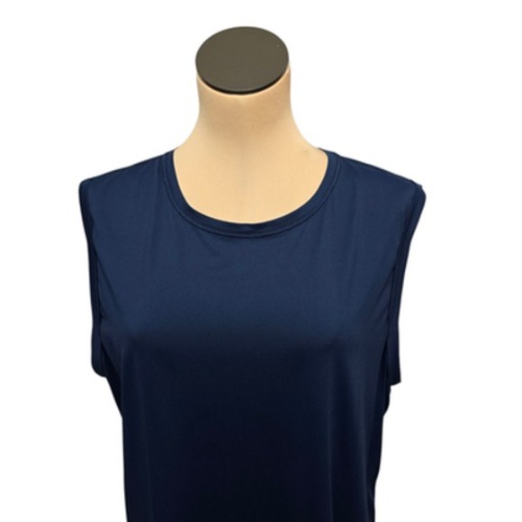Athleta Dress Womens Large Navy Sleeveless Mesh Hem Shift Athleisure Performance - Picture 8 of 9